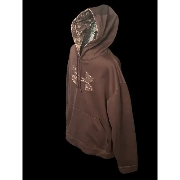 Under Armour Men’s Large Brown Hooded Sweatshirt, Hoodie With Pockets - Picture 4 of 7
